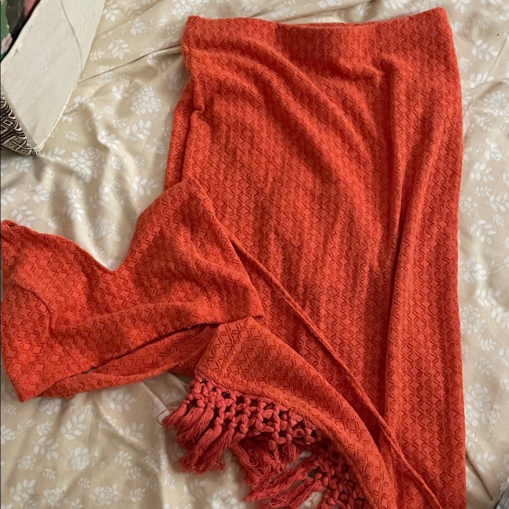 SHEIN Orange Textured top and skirt